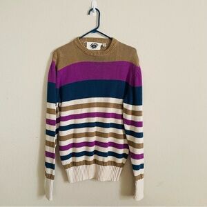 Saratoga by Robert Peritz Striped Multicolor Sweater size M cozy knit casual